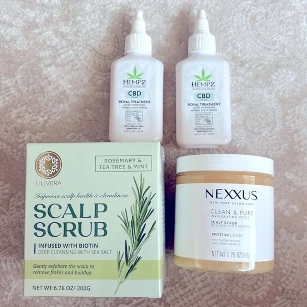 Brand New Nexxus Invigorating Detox Scalp Scrub Lot w/ Hempz Herbal Scalp Serum